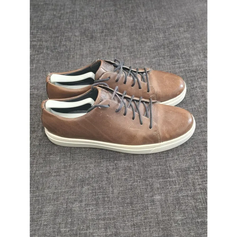HELM Boots The Xander Brown Leather Sneakers Mens 9.5 M Low Top Casual